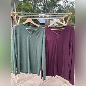 Lot of 2 Mack Weldon Henley Men’s Size L | Burgundy & Green | Good Condition